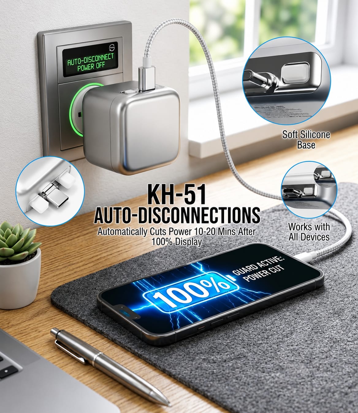 Smart Charger Adapter Auto Power Disconnector Guard Every Mobile