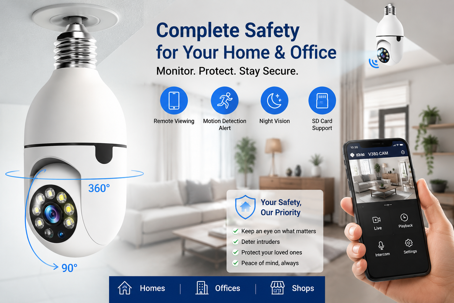 V380 WIFI SMART BULB CAMERA