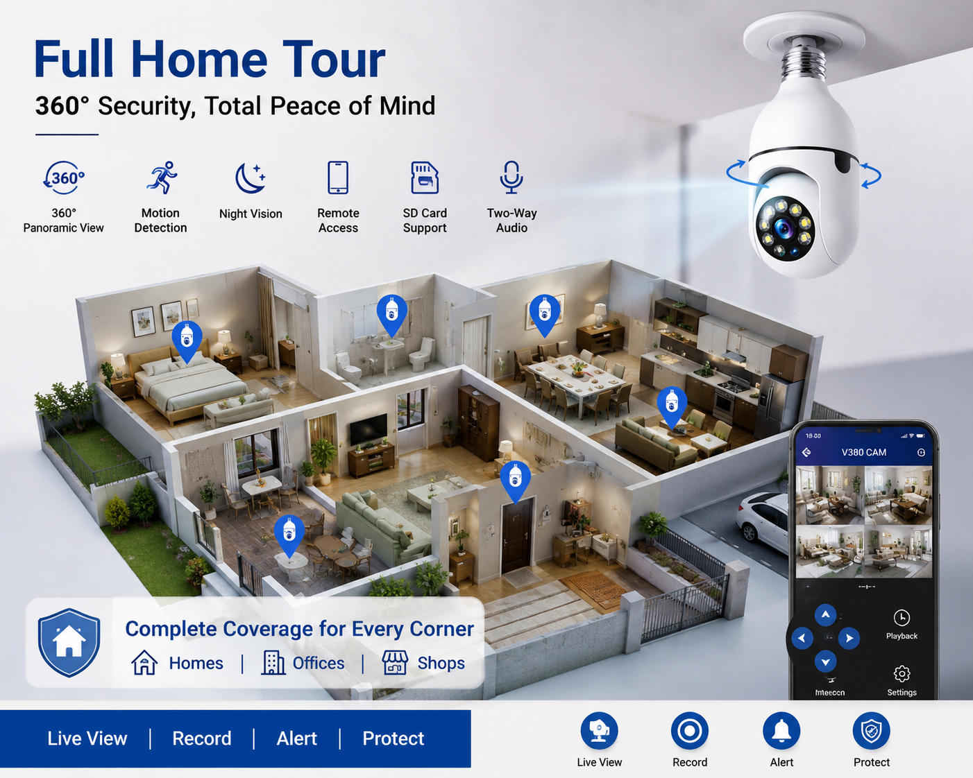 V380 WIFI SMART BULB CAMERA